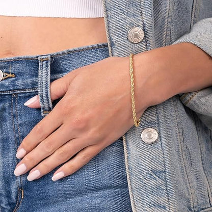 RMZ GOLD NYC 18K Gold Plated Rope Chain Bracelet - Made In Brazil