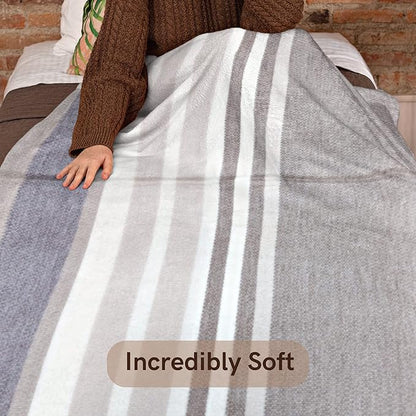 Alpaca Wool Throw Blanket | Super Soft, Lightweight, Breathable and Hypoallergenic | Non-Itchy or Scratchy (Gray White Varicolored, Queen (U.S. Standard))