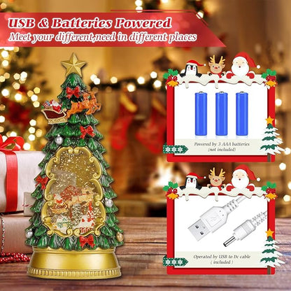 Christmas Snow Globes,with Musical and 6 Hour Timer,Snow Globes Lights, Christmas Indoor Decorations, Christmas Tree Decorations,USB & Battery Powered,Christmas Christmas Santa Claus