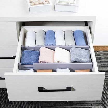 Utoplike Bamboo Drawer Dividers Large, Gray Kitchen Drawer Organizers Adjustable, Spring Loaded, Works in Dresser, Bathroom, Bedroom, Desk, 4 pcs, 2.4" H