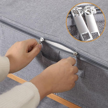 Under the Bed Storage Bins, 31.5 x 15.7 x 5.9 Inch Closet Organizers with Reinforced Handles for Blanket, Sheets, Pillows, Towels, Shoes, Grey, 3 Pack