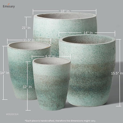 Emissary Bullet 9.5 in. Coastal Splash Ceramic Round Planter (9.5 in. L x 9.5 in. W x 12 in. H) with Drainage Hole