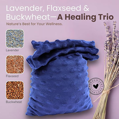 Microwave Heating Pad for Cramps, Aches & Pains - Weighted Microwavable Heating Pad – Moist Heat Therapy for Back, Neck, and Shoulders – Made in USA with Lavender, Flaxseed, and Buckwheat