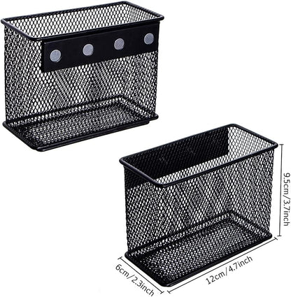 dedoot Minimalist Black Magnetic Pen Holder, 4.7x2.3x3.7inch Strong Mesh Magnetic Holder for Whiteboard Marker, Refrigerator, Locker
