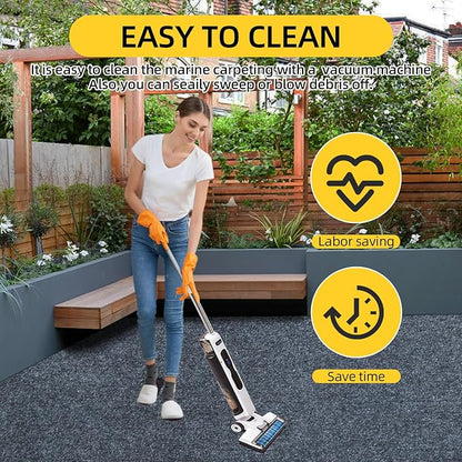 Marine Carpet,5 FT x 20 FT Dark Gray Indoor Outdoor Carpet 0.2" Thick Boat Carpet with Water-Proof TPE Backing, Non-Slide Outdoor Marine Carpet Roll for Home, Patio, Porch, Deck