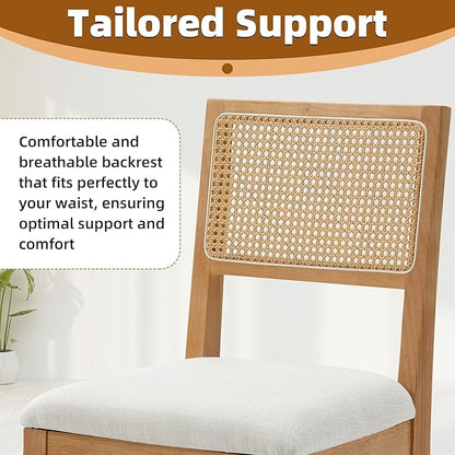 Westice Rattan Dining Chairs Set of 6, Farmhouse Natural Dining Room Chairs with Upholstered Cushion, Wood Armless Chairs for Kitchen/Restaurant