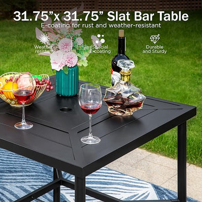 PHI VILLA 5 PCS Outdoor Bar Set,Counter Height Swivel Bar Chairs with Cushion and Metal Bar Table,Patio High Dining Set for Porch