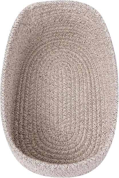Cute Shelf Basket to Store and Organize Household Items/Baskets&Bins for Daily Storage &Organizing/Woven Rope Basket for Living Room, Playroom/Small Oval-13x8.66x5.11’’,3 Packs Light Brown
