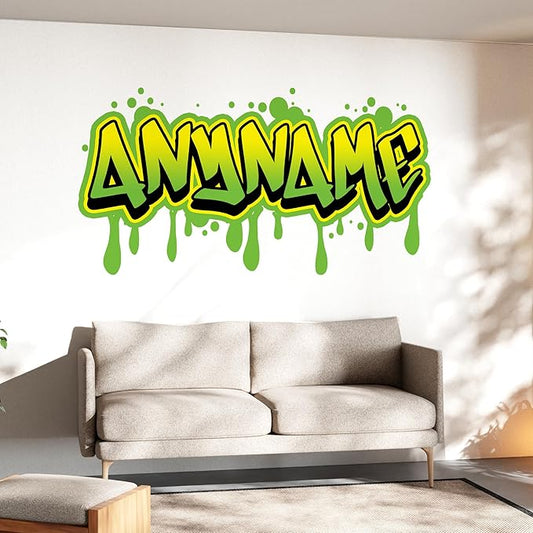 Custom Graffiti Name Wall Decal Personalized Graffiti Wall Name Decal Graphics Large Vinyl WallDecal for Home & Room Décor, Peel & Stick Wall-Art for Kids & Teens Bedroom, Car, Vehicles