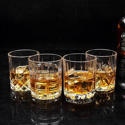 KANARS Whiskey Glasses Set of 4 - Multi Style Crystal Liquor Glasses 10 oz - Rocks Glass Barware For Scotch, Bourbon, Rum and Cocktail, Whisky Gifts for Men