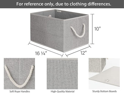 StorageWorks Storage Baskets for Shelves, Foldable Fabric Closet Storage Bins with Handles, Fabric Storage Bins Clothes Organizer, Gray, 3-Pack, Extra Large