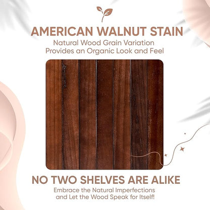 Homeforia Walnut 12 inch Floating Shelf, High End Solid Real Wood Small 12inch Floating Shelves for Wall Mounted, Dark Brown 12in Floating Shelves, Heavy Duty Bracket, 12 X 6.5 X 1.75 inches, Set of 3