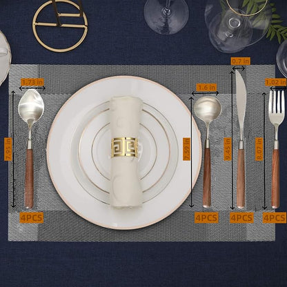 Silverware Set 16 Piece Flatware Cutlery Set Service for 4,18/10 Stainless Steel Forged Walnut Wooden Handle Matte Brushed Dishwasher Safe Premium Durable Utensil Sets for Home Kitchen Wedding