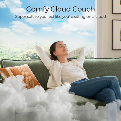 LINSY HOME Modular Sectional Sofa - 157'' Oversized Corduroy Cloud Couch U Shaped Couch with Movable Ottoman Soft Modern Comfy Sofa for Living Room Apartment Office, Green