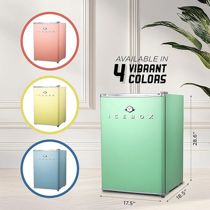 IBCR25MNT Compact, Energy Star Certified Small, Single Door Mini Fridge with Freezer Refrigerator, Large (2.5 cu ft), Mint Green