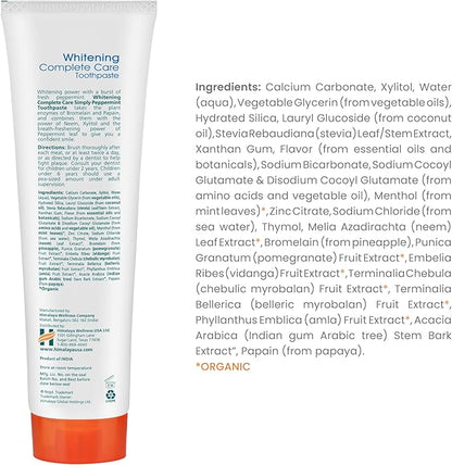Himalaya Botanique Complete Care Whitening Toothpaste, Simply Peppermint, Fluoride Free for a Clean Mouth, Whiter Teeth and Fresh Breath, 5.29 oz, 2 Pack