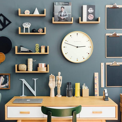 NEWGATE® Mr Clarke Wall Clock | Large Scandi Inspired Plywood Clock | 16 inch | Pale Wood case with Designer dot dial | Modern Minimalist Design for Kitchen, Living Room or Office