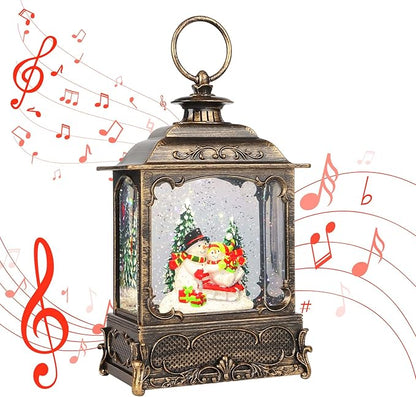 Christmas Snow Globes,Christmas Decorations for Home,with 6 Hour Timer,Musical Snow Globe,Battery Or USB Powered,Christmas Lantern,Christmas Festival Decor, Snowman Skiing