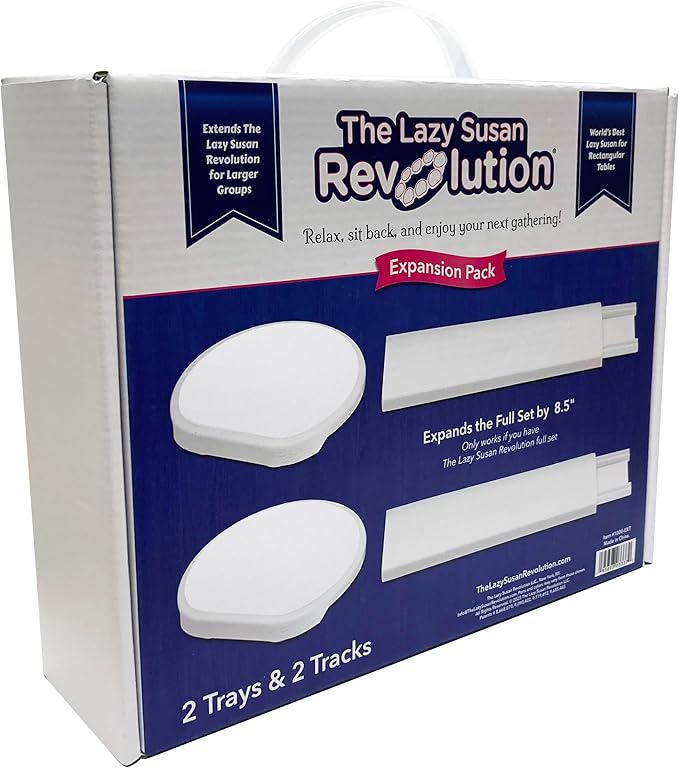 Expansion Pack - White - 2 Straight Tracks and 2 Trays. Does not Work Without the Lazy Susan Revolution Full Set (Sold Separately).