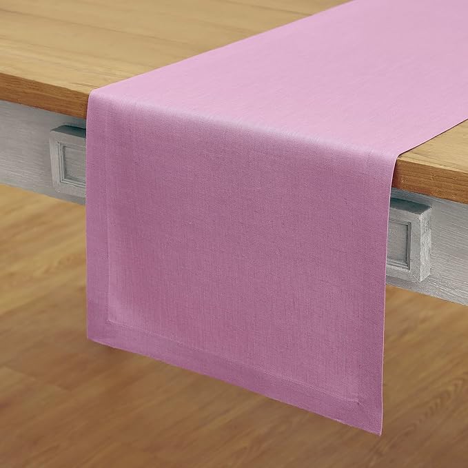 Solino Home Linen Violet Table Runner 72 Inches Long - 100% Pure Linen Dining Table Runner 14 x 72 Inch for Halloween - Fete