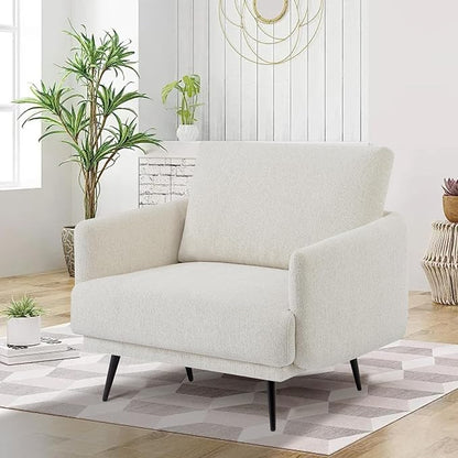 Oversized Accent Chair for Living Room Chairs Reading Arm Chair Comfy Modern Single Sofa Side Chairs with Metal Legs & Soft Cushion for Bedroom, Balcony,Waiting Room (Chenille, Oatmeal)