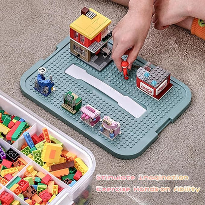 Toys Organizer Storage Case for Lego Box Kids Toy Stackable Building Blocks with Lids Bins Adjustable Lego Storage Containers Plastic Toy Box 3 Layer (Green)