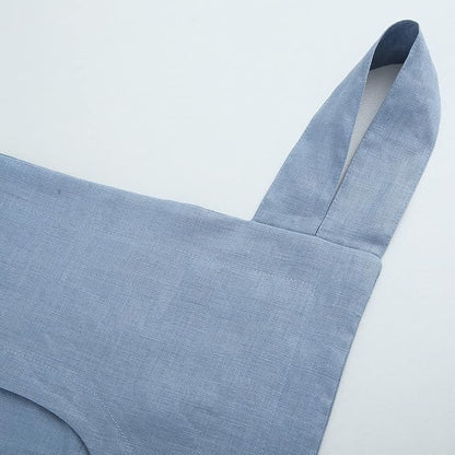 Amazhiyu 100% Linen Door Hanging Laundry Hamper Bag, 19x27 Inches, Steel Blue