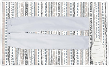 Encasa XO Ironing Mat/Pad (Large 48"x28") with 3mm Padding & Silicone Iron Rest for Steam Pressing on Tabletop or Bed - Heat Resistant, Portable, Quilting & Travel Blanket - Aztec