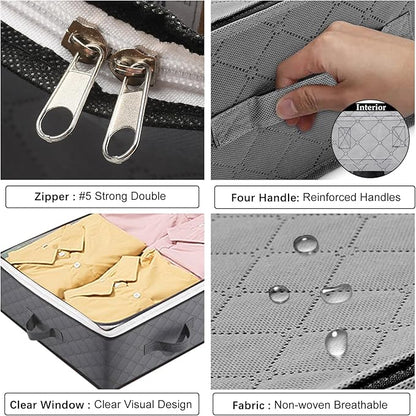 8 Pack Under Bed Storage Containers, 90L Collapsible Closet Organizers and Storage Bins, Underbed Storage Bags for Wrapping Paper, Blanket, Towels, Clothes, Comforter, Sweaters, Linen Sheet
