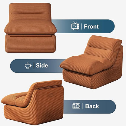 Misolant Bean Bag Chairs，Big Corduroy Fabric Sofa Bean Bag Chair for Adults and Teens with High-Resilience Sponge, Non-Slip Base Floor Lounge Sofa for Home, Living Room, Bedroom, Gaming Brown