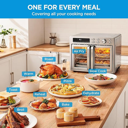 Midea Flexify French Door Toaster Oven Air Fryer Combo, 26.4 QT, Extra Large Air Fryer Countertop Oven 10-in-1 Combo, 25% Faster Cooking and 90% Less Oil, Stainless Steel