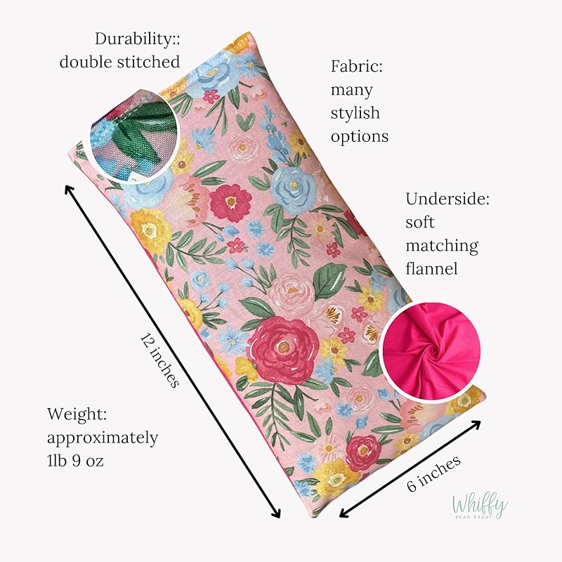 Large Microwave Heating Pad with Flax Seed, Scented or Unscented, Good For Back Pain or Cramps, Moist Heat Therapy or Ice Pack, Microwavable Bean Bag, 6" x 12" (Roses, Peppermint & Chamomile)