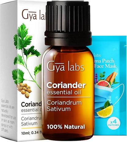 Gya Labs Coriander Essential Oil for Diffuser - 0.34 Fl Oz - 100% Pure Natural Coriander Oil for Skin, Aromatherapy, Skincare Massages & Candle Making Scent