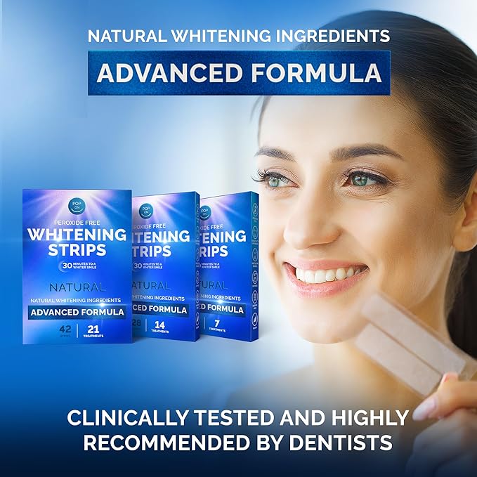 Whitening Strips for Sensitive Teeth 14 Treatments, Mint – Enamel Safe, Peroxide-Free Coconut Teeth Whitening Strips with Natural Enzymes – Gentle White Stips for Sensitive Gums & Daily Oral Care