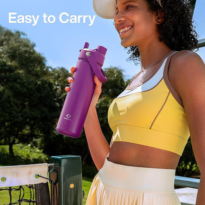 Insulated Water Bottle with Straw Stainless Steel Water Bottle, Leak-Proof, BPA-Free, Double Wall Vacuum Keeps Cold for 24 Hours for Sports, Travel, School (32 oz, Bright Magenta)