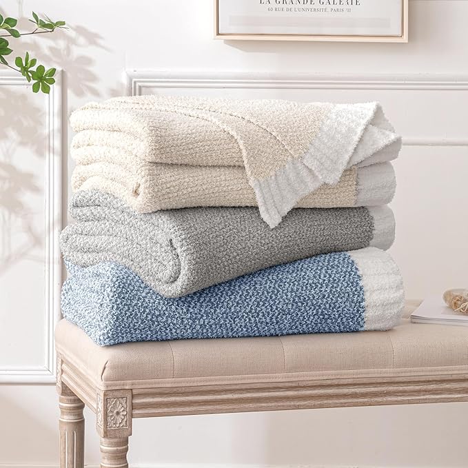 MIULEE Cream Super Soft Throw Blanket for Bed, Twin Size Cozy Fluffy Warm Blankets Knit Blankets for Couch, Sofa, Chair, Living Room, Camping, Picnic, 60 x 80 inch