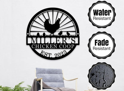 Hen House Coop Sign, Custom Chicken Coop Signs, Custom Chicken Farm Metal Sign, Family Name Metal Sign for Farm House, Our Little Coop Sign Metal Sign