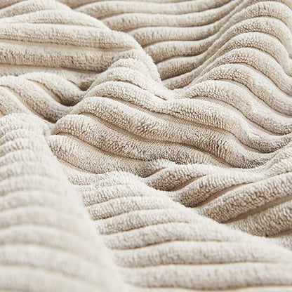 Fancy Homi 2 Packs Neutral Taupe Lumbar Decorative Throw Pillow Covers 12x24 Inch for Living Room Couch Bed Sofa, Farmhouse Home Decor, Soft Striped Corduroy Rectangle Accent Cushion Case 30x60 cm