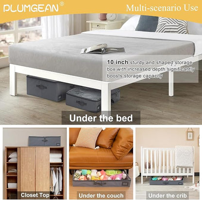 10-Inch Under Bed Organizer, Large Under Bed Storage Container, Underbed Storage Box for Seasonal Clothing, Sweaters, Shoes, Blankets, Wrapping Paper, Sheets & Toys, Yarn 33" L×17" W×10" H