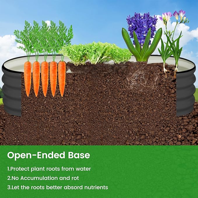 2 Pcs 4.5x2x2ft Oval Raised Garden Bed, Galvanized Raised Beds,Open-Ended Base Metal Raised Planter Beds,Garden Bed Outdoor,Planter Raised Boxes for Vegetables, Flowers,Tool-Free Asse,Gray
