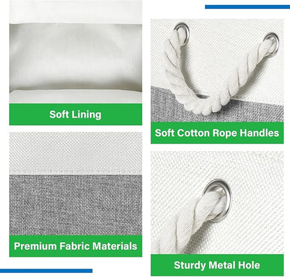 Bidtakay Small Baskets Fabric Storage Baskets for Organizing 3-Pack 12x8x5 Inch Collapsible Storage Bins for Shelves Canvas Bins for Closet Organization Home Baskets Storage Linen Closet S-White&Grey