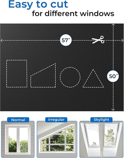 Sumobaby Blackout Curtains for Bedroom Portable 50"x57",No Drill Black Out Shades with Upgraded Hook&Loop Tapes,100% Blackout Window Cover,Easy to Cut Fit Blinds for Bedroom,Nursery(2 Panel,Black)