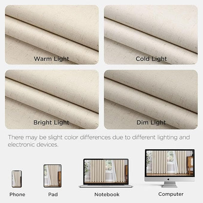 Joydeco Pinch Pleated Linen Curtains for Living Room, 100% Blackout Darkening Curtains 72 inches Length 2 Panel Thermal Insulated Pinch Pleat Drapes(Ecru,40'' Wx72'' L)