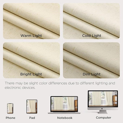 Joydeco Pinch Pleated Linen Curtains Darkening Drapes for Bedroom, 100% Blackout Drapes 96 inches Long 2 Panels Heat Blocking Curtains(Linen,40'' Wx96'' L)