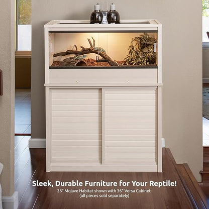 New Age Pet ECOFLEX 36" Mojave Reptile Lounge -Durable Wood Plastic Composite Habitat with Ventilation, Removable Glass Doors & Lock, Easy Assembly, for Tortoises, Snakes, Iguanas