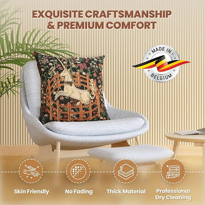 Charlotte Home Furnishings Couch Pillow Covers 16X16 in, Unicorn Decorative Throw Pillow Covers, Belgian Square Tapestry Cushion Case, Living Room Bed Sofa Home Decor, Soft Cotton Jacquard Woven