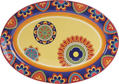 Bico Tunisian Ceramic 16 inch Oval Platter, Microwave & Dishwasher Safe