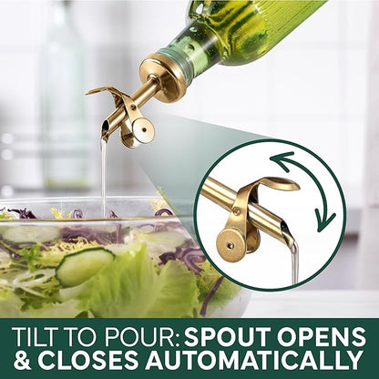 COOK WITH COLOR Glass Olive Oil Bottle Dispenser - 2 Pack- 17oz Oil and Vinegar Cruet - Olive Oil Carafe Decanter for Kitchen