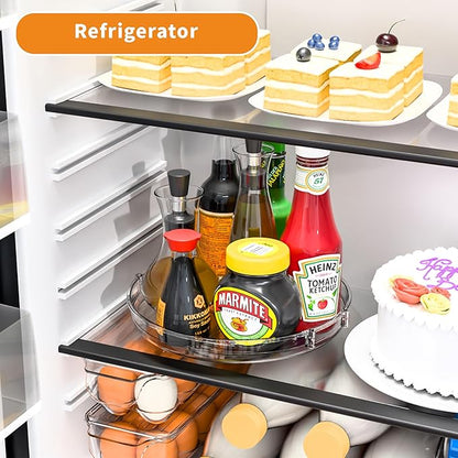 9.5" W Acrylic Clear Lazy Susan Turntable for Cabinet,Kitchen Countertop,Refrigerator and Pantry Organization Storage,1 Tier Small Spinning Organizer for Vitamin,Medicine,Spice Rack & Organization