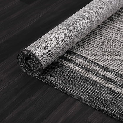 Bordered Outdoor Rug 5x7 Washable Outside Carpet for Indoor Patio Porch Waterproof Easy Cleaning Non Shedding Area Rugs Dark Gray 5 x 7
